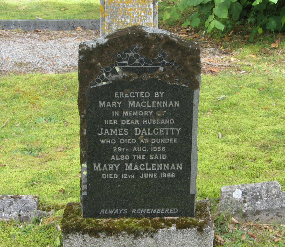 Photo of headstones/Mary MacLennan died 1966 MI Urray West